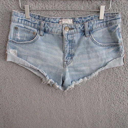 Free People Jeansshorts Damen Größe 27 blau helle Waschung abgeschnitten Boho Festival - Bild 1 von 11