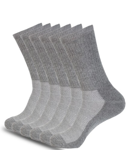 6 Pairs Solid Sports Athletic Work Plain Crew Cotton Socks White Black Grey - Picture 11 of 13