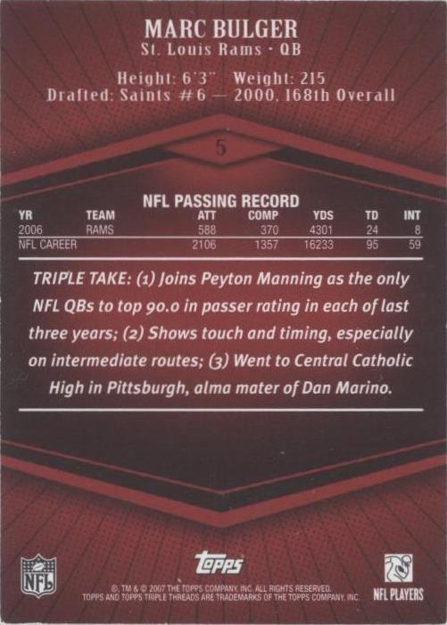 2007 Topps Triple Threads Marc Bulger #5