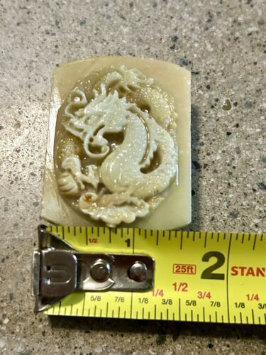 Antique Chinese Heitan jade Jadeite Hand Carved Stone Belt Buckle 2.2oz - Picture 2 of 11