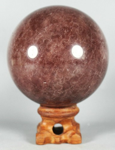 Bola de cristal de cuarzo fresa natural pulido 438 g curación con soporte de palo de rosa - Imagen 5 de 12