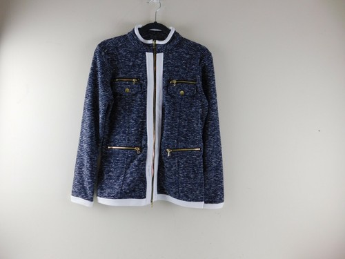 Suéter BOSTON APROPIADO Para Mujer Pequeño Azul Marino y Blanco Manga Larga Cremallera Nuevo con Etiquetas $159 - Imagen 1 de 5