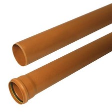 110mm Underground Drainage Pipe 3m Kayflow Plain & Single Socket End Terracotta