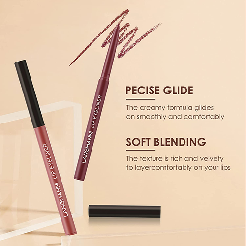 Juego de 12 delineadores de labios y lápiz labial, 6 colores lápices labiales líquidos mate + 6 a juego - Imagen 4 de 12