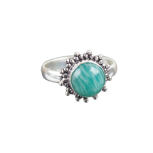Handmade Statement Jewelry Natural Amazonite Gemstone 925 Sterling Silver Ring - Picture 5 of 7