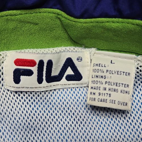Vintage Fila Jacket Boys Large Blue Windbreaker Zip Up Lined Running Pockets - Picture 13 of 14
