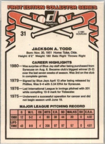 Toronto Blue Jays Mayberry-Mirabela-Alfredo-Velez-Whitt 1981-1983 16 Available - Picture 15 of 41