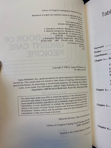 Handbook of Urgent Care Medicine by Michelle Biros and Steve Sterner 1990 - Picture 2 of 2