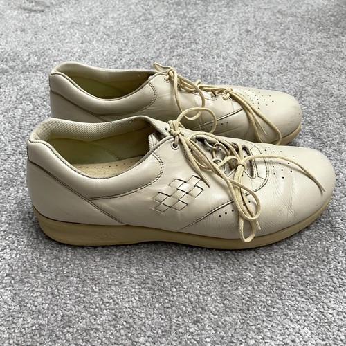 SAS Freetime Vintage Leather Walking Sneakers Shoes Men 10M Beige Lace Up W/ Box - Afbeelding 6 van 16
