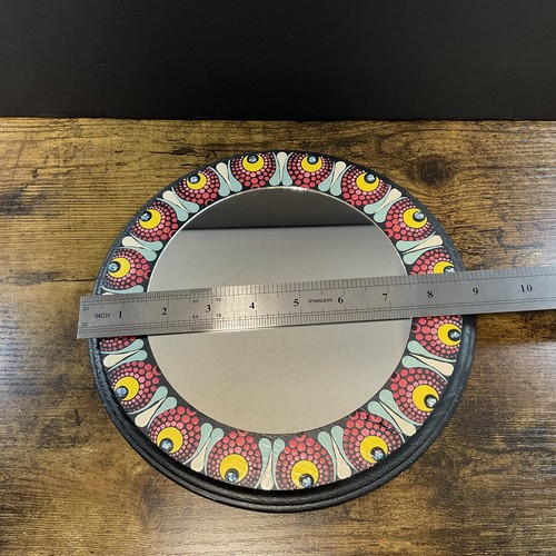 9 Inch Multi Color Mandala Mirror - Hand Painted Wall Mirror - Round - Circle - Picture 4 of 4