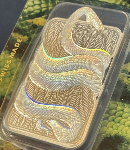 1 Oz .9999 Fine Silver Pamp Natures Grip Green Anaconda Bar Pamp Suisse Swiss!! - Picture 3 of 6