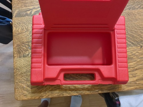 Vintage 1985 Lego Storage Container Case Red Carry Box Plastic Light Grey Clips - Picture 4 of 4