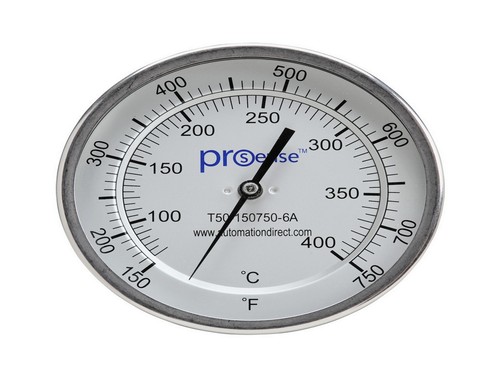 AUTOMATION DIRECT T50-150750-6A THERMOMETER 5 IN DIAL 150-750F 6 IN-STEM NIBFS - Picture 2 of 2