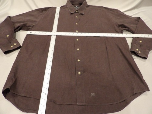 Camisa Abotonada Hickey Freeman Collection Grande Marrón Negocios Dadcore - Imagen 5 de 8