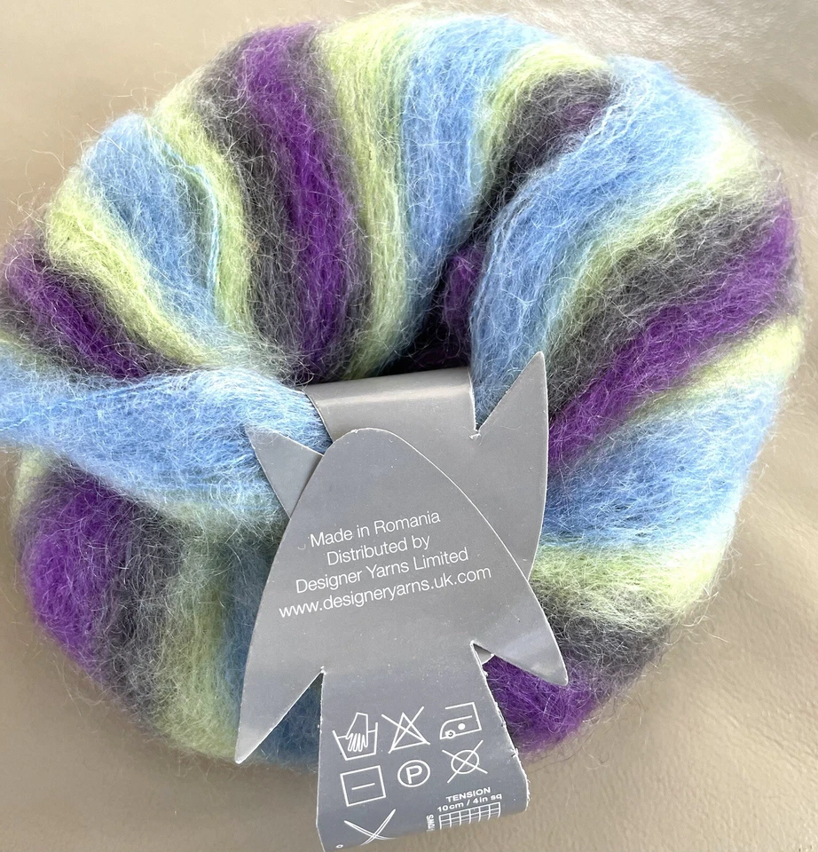 Novo -Fio Debbie Bliss Angel Prints- Mohair/Seda - 15810- Azul Verde Roxo 25g - Imagem 4 de 4