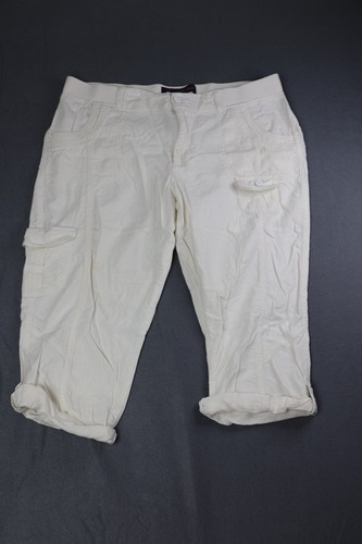 Gloria Vanderbilt Damen weiß vorne flach Bündchen Capri Jeans Größe 14