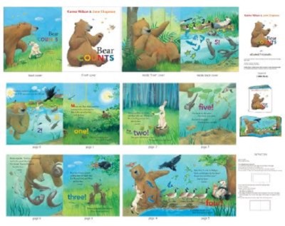 Elizabeth's Studio ~ Bear Counts Nature Animals ~ 100% Cotton Fabric Book Panel