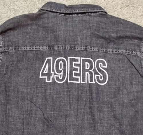 San Francisco 49ers Shirt Women's XXL Gray Denim Button Up WEAR by Erin Andrews - Picture 10 of 13