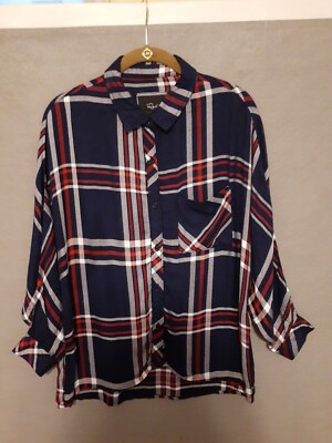 Rails Plaid Shirt Size XS Domeman Sleeves, Blue/Red