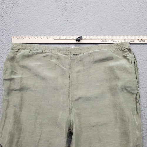 Coldwater Creek Veritecoeur Pants Womens Large Green Linen Pleated Elastic Waist - Picture 6 of 9