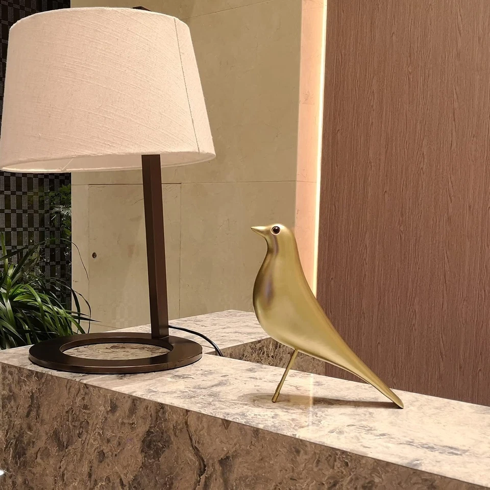 Escultura de pájaro dorado hogar pájaro decoración oficina casa escritorio adorno arte regalo Foto 4 de 4