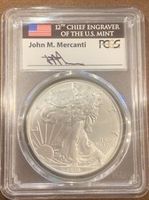 2018 W- American Silver Eagle-PCGS-MS70- FDOI- Mercanti Signed