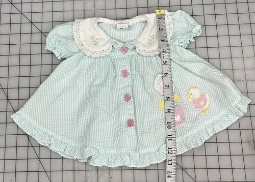 A Little Angel Baby Dress Peter Pan Collar Vintage 3-6 Mon Duck &Flower Patch I9 - Picture 9 of 9