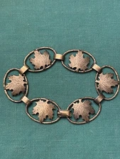 DCJ Sterling Vermeil Gilt Maple Leaf Bracelet 1950s 