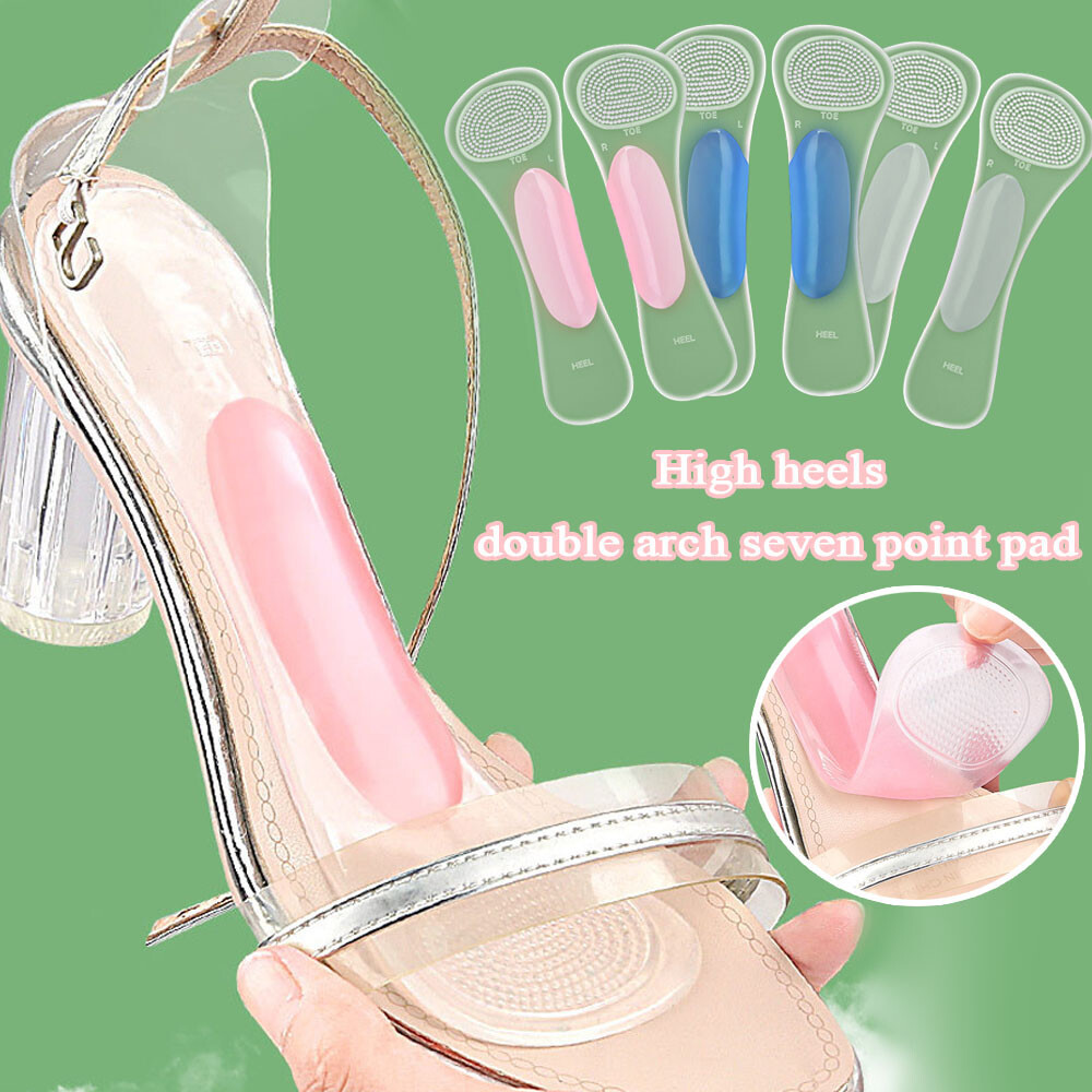 Gel arch support insoles for high heels with metatarsal massage padding  