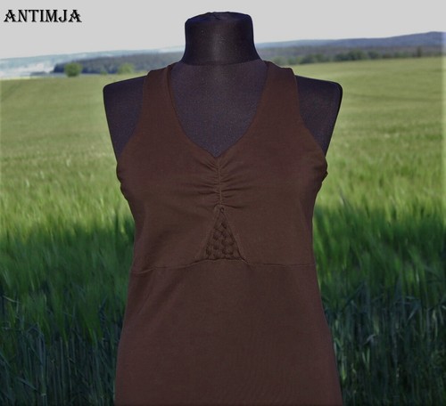 Kleid Grün Schulterfrei Mini Kleid Braun Mandala Sommer Hippie Goa Schnürkleid - Bild 25 von 26