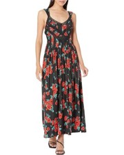 Free People™ Women's SMALL Lovers Heart Midi Dress in Black Combo