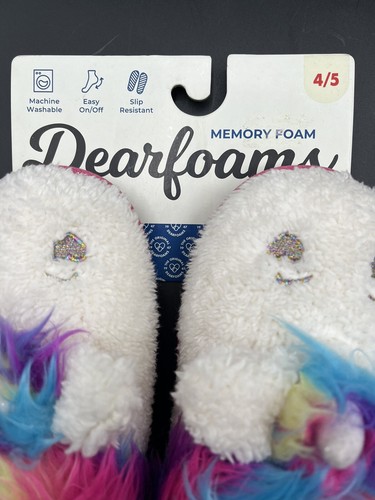 Dearfoams Girls Size 4/5 Unicorn Memory Foam Bedroom Slippers NEW in PACKAGING - Picture 4 of 7