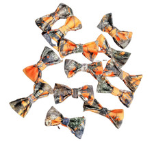 Orange Camo Fabric Hairbow Bow Ties Bowtie Fabric Clip