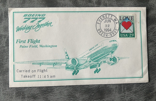 Boeing 777 First Flight Carried Envelope 6/12/1994 Paine Field