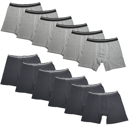 12PK Mens Boxer Briefs Black Cotton Breathable Underwear Soft Comfort Flex Fit - Picture 8 of 12