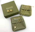 Judith Ripka Sterling Silver Gold Plated Necklace & Earrings Nib 16.5g