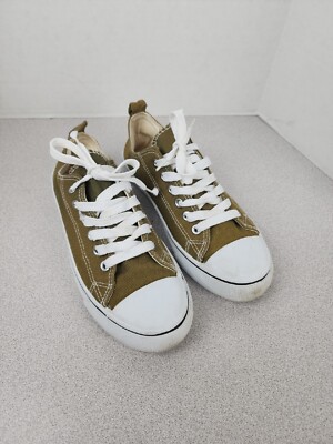 Rue 21 Etc Brown Canvas Lace Up Low Top Sneaker Shoe Size