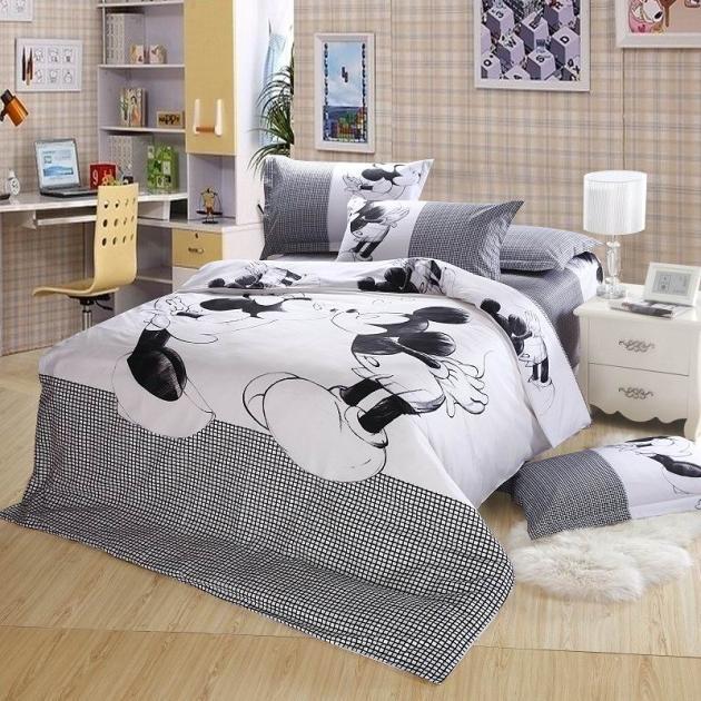 Mickey Mouse King Queen Size Cotton Cover Bed Set Full Sets Black White Cartoon For - Mickey Mouse Queen Bedding Set Mickey Mouse King Queen Size Cotton Cover Bed Set Full Sets Black White Cartoon For - Mickey Mouse Queen Bedding Set