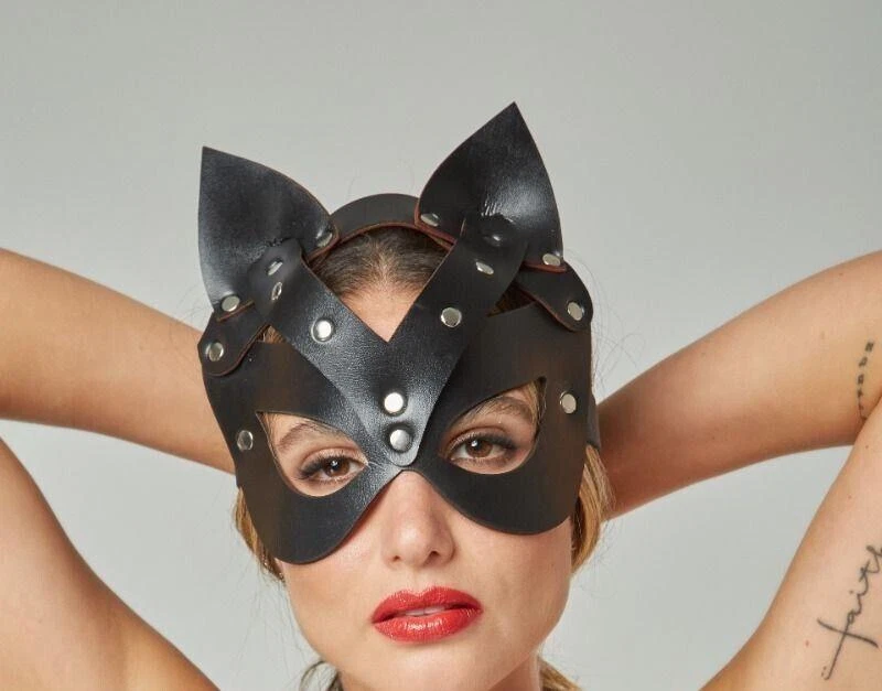 MOB DNGEON Malebasics Kitty Mask Synthetic Leather Black DWA01 - Image 2 of 2