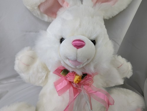 Peluche coniglietto Tb Trading Co Hopster bianco 24 pollici fiori rosa farcito - Foto 3 di 11