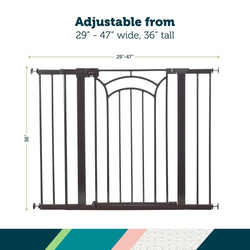 Adjustable Walk-Through Baby Gate Tall Wide Pressure Mounted Child Safety Gate - Picture 2 of 13