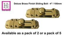 4" Door Bolt Dead Lock Polished BRASS Finish Sliding Deluxe Heavy Duty Catch