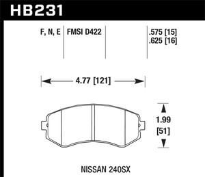 HB231N.625-240SX Hawk Perf HP+PLUS Front Brake Pad HB231N.625-240SX Hawk Perf HP+PLUS Front Brake Pad