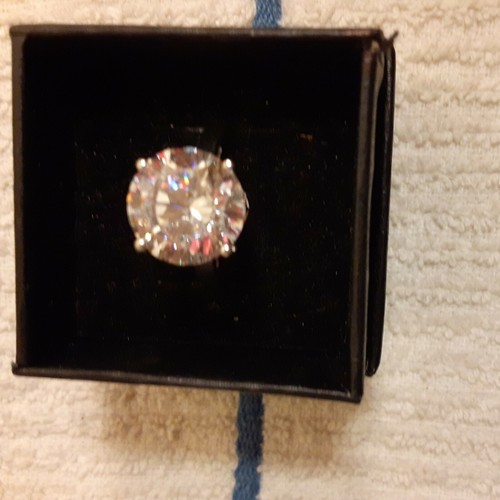 Size 8 Sterling Ring Made With 12mm Round White Zirconia From Swarovski (227) - Picture 8 of 14