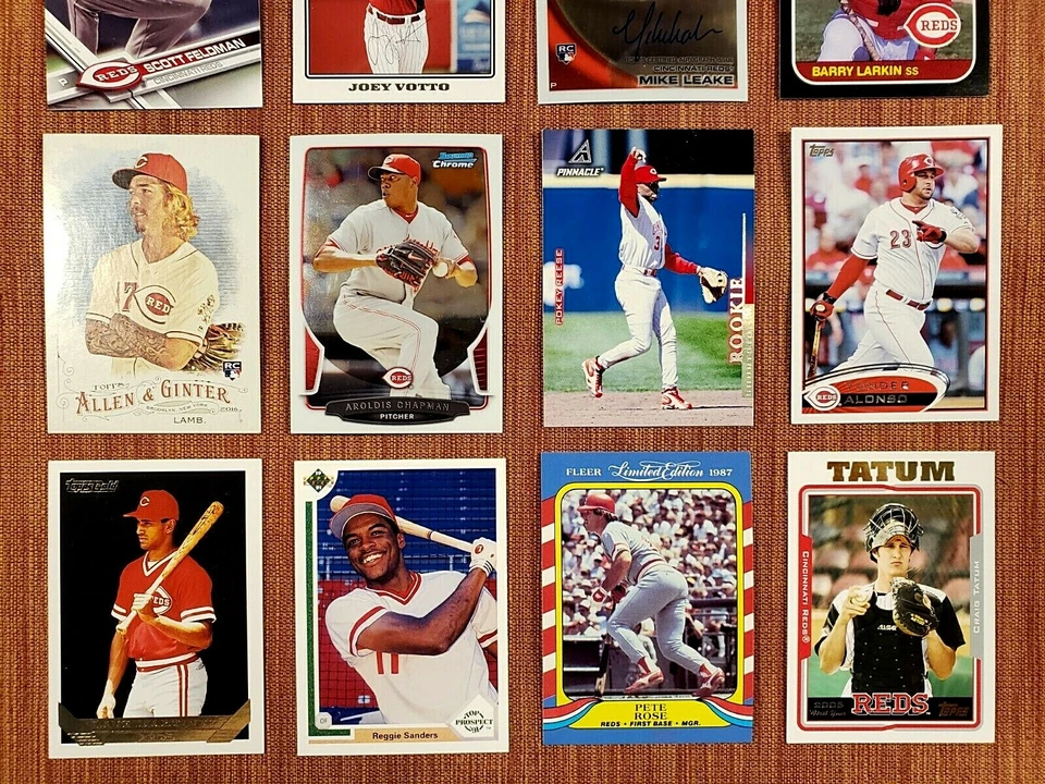 TARJETAS DE BÉISBOL ROJAS ESTRELLAS GRIFFEY LARKIN RC VOTTO RC LEAKE RC AU SANDERS RC ROSE Foto 3 de 4