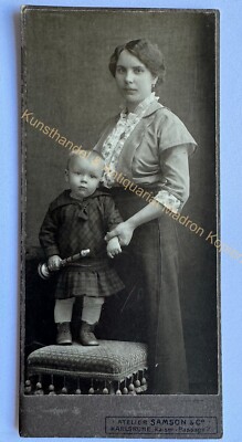 orig. KAB Cabinet Photo Photograph Picture Old Fashion around 1895 Karlsruhe Mother Child