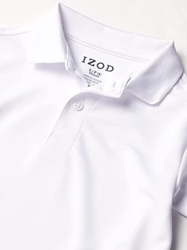 IZOD WHITE Boy's School Uniform Short Sleeve Polo Shirt, US 4T - Picture 2 of 3