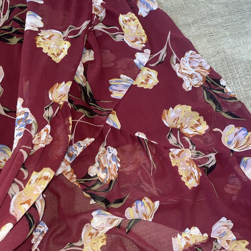A NEW DAY Floral Print multi colored Crepe Short Sleeve V-Neck Midi Dress L - Picture 8 of 16