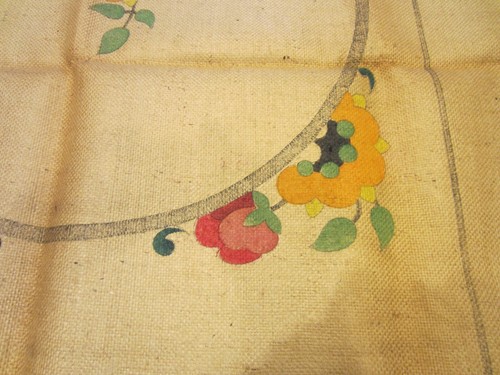 vintage RUG HOOKING PATTERN on BURLAP by Columbia "NOSEGAY" No. 3061 ....41"x56" - Picture 4 of 11