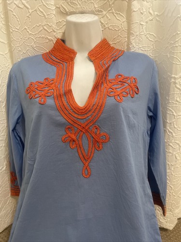 Abito top a tunica GRETCHEN SCOTT blu arancione donna taglia small foderato in perfette condizioni - Foto 2 di 3